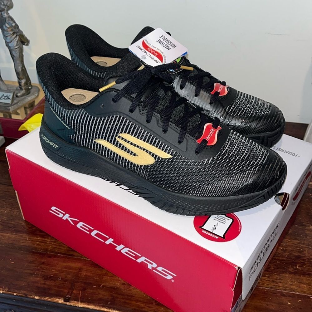 New Rare Black Gold Skechers Men's Viper Pro 2.0 Pickleball Shoes Sneakers 10.5